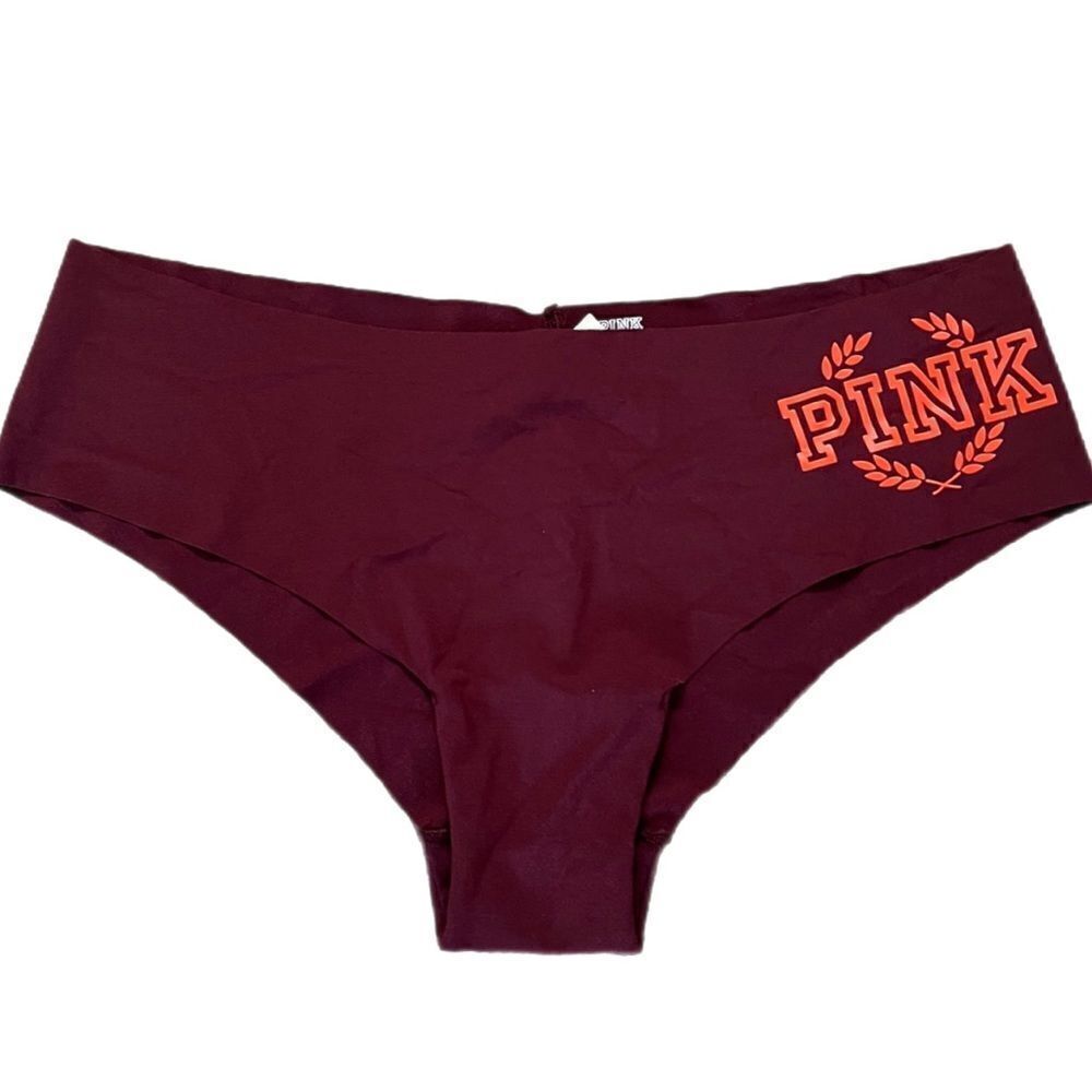 Victorias Secret Pink Supersoft Seamless No Show logo Cheeky panty maroon Large